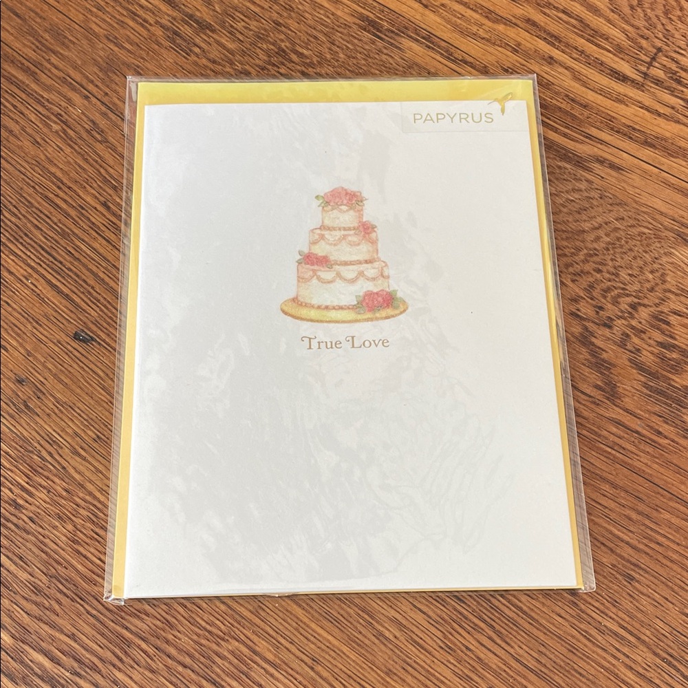 Papyrus Wedding or Shower Cake Design Card with Pink and Gold Accents